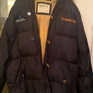 Black timberland puffer jacket with hood